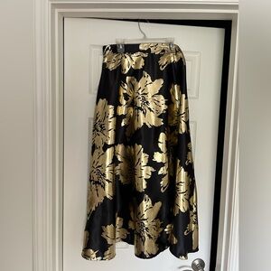 Elegant Black and Gold Floral Skirt